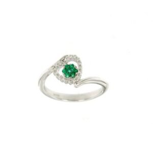 Anillo en Oro 18k y Esmeralda Colombiana y Diamantes AN42