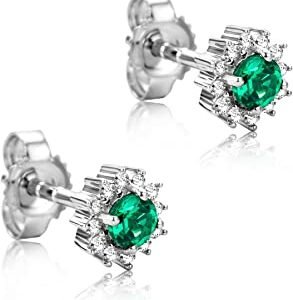 Aretes en oro 18k y Esmeralda Colombiana y Diamante ART 20