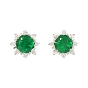 Aretes en Oro de 18k y Esmeralda Colombiana y Diamantes
