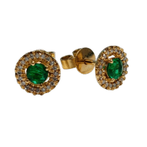 Aretes en Oro 18k con Esmeralda Certificada y Diamantes AR66