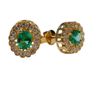 Aretes en Oro 18 kilates Esmeralda Certificada y Diamantes AR64