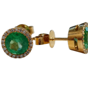 Aretes en Oro 18k con Esmeralda Certificada y Diamantes AR68