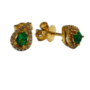 Aretes en Oro 18k con Esmeralda Certificada y Diamantes AR69