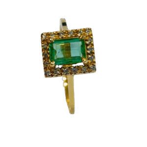 Anillo en Oro 18k con Esmeralda y Diamantes AN001