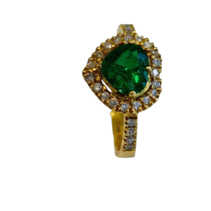 Anillo en Oro 18k con Esmeralda y Diamantes AN042