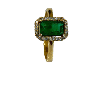 Anillo en Oro 18k con Esmeralda y Diamantes AN043