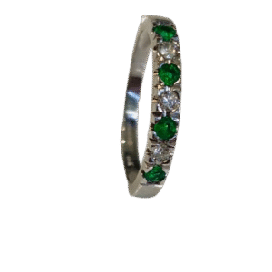 Anillo en Oro Blanco 18k con Esmeralda y Diamantes AN061