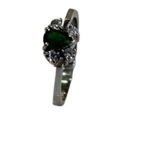 Anillo en Oro Blanco18k con Esmeralda y Diamante AN064